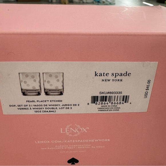 Kate Spade x Lenox Pearl Place Polka dot etched glasses wine whiskey stemless - Picture 8 of 9